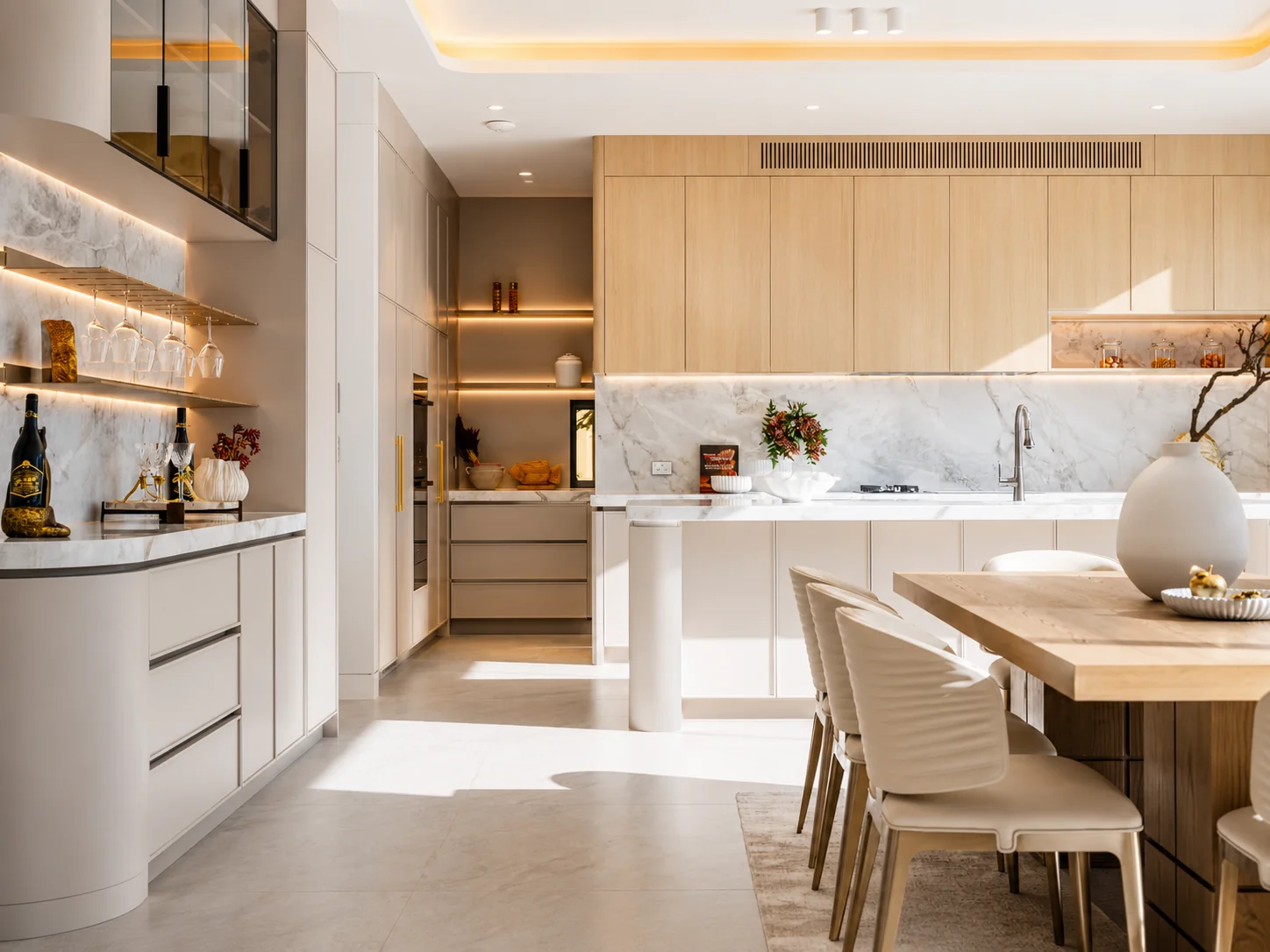 Light-filled custom kitchen and dining space in Turramurra